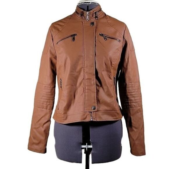 Maralyn & Me Juniors' Faux-Leather Moto Jacket Sz XS - Picture 1 of 13